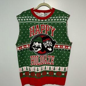 Cheech and Chong Ugly Green and Red Holiday vest size M